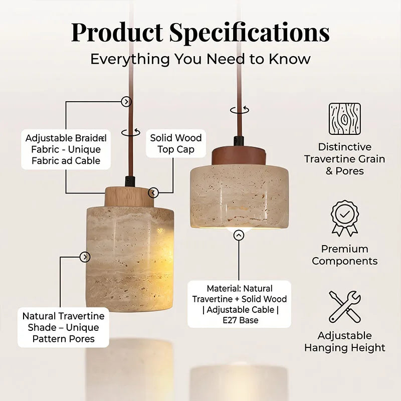 Sora Travertine Pendant Light