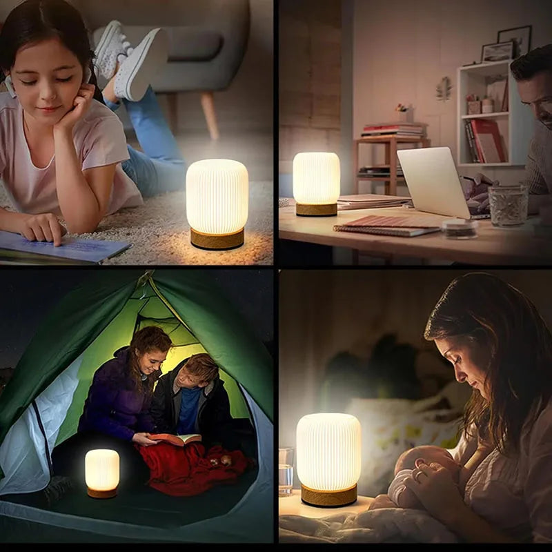 Noma Wood Touch Bedside Lamp