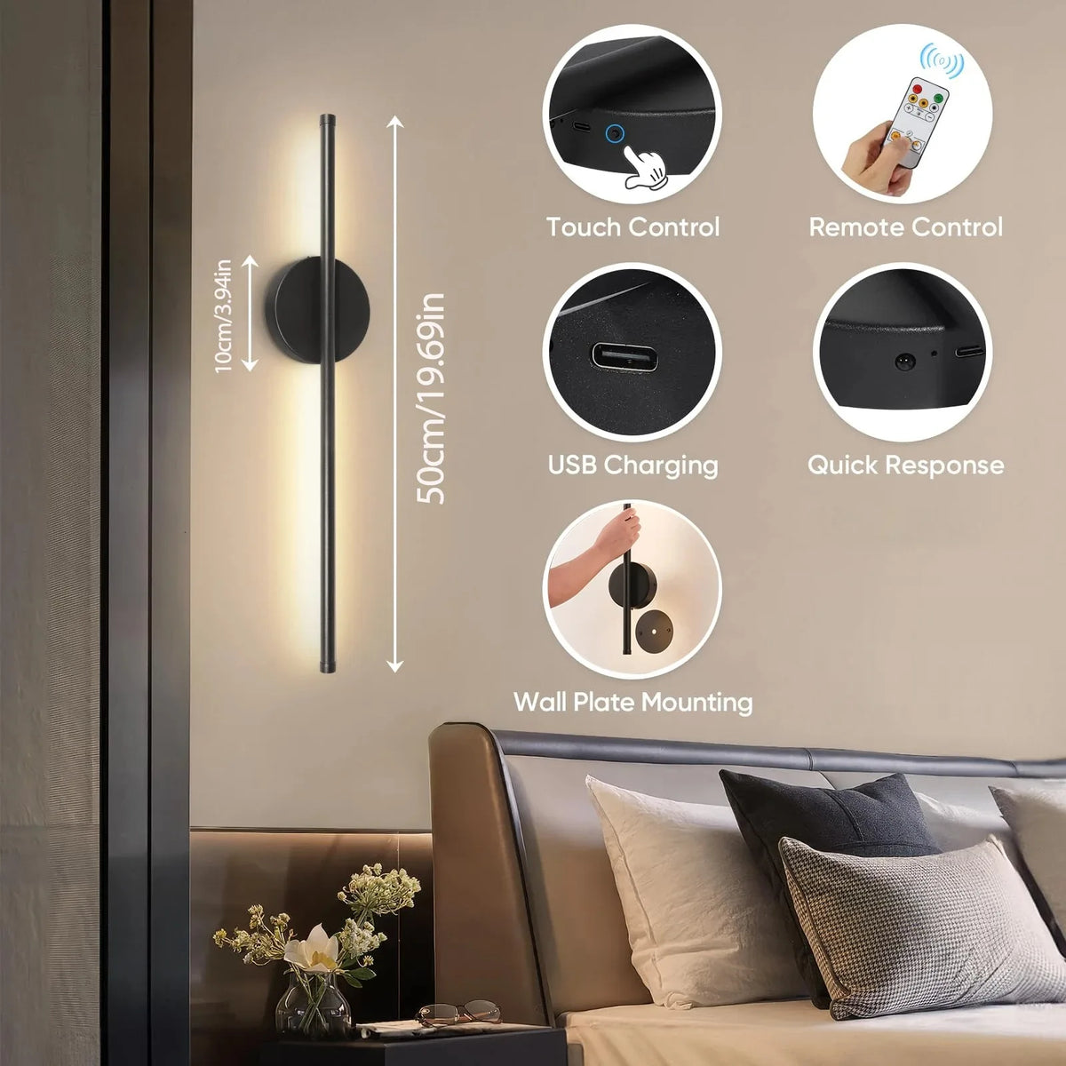 Linea Wireless Dimmable Wall Sconce
