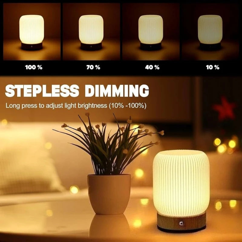 Noma Wood Touch Bedside Lamp
