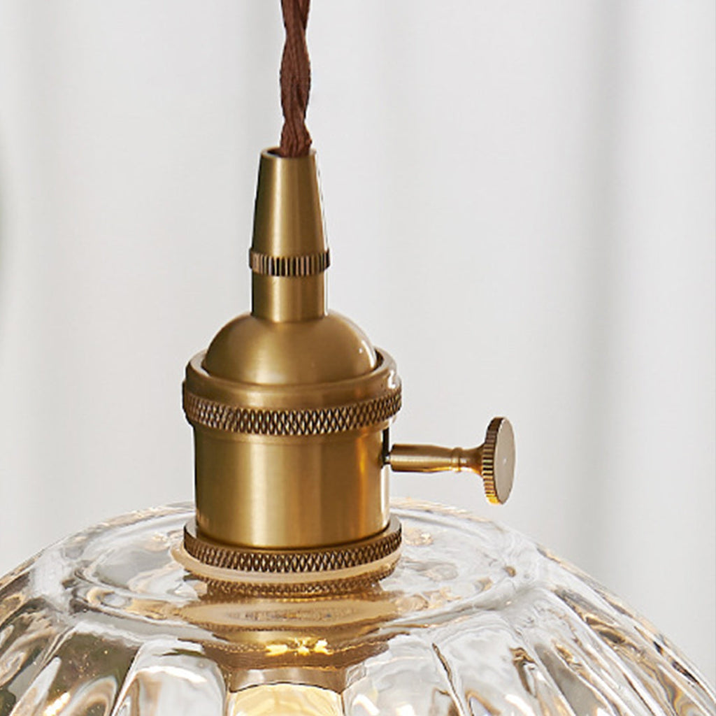 Flower Pendant Lighting Japanese-Style Floral Glass Brass Light